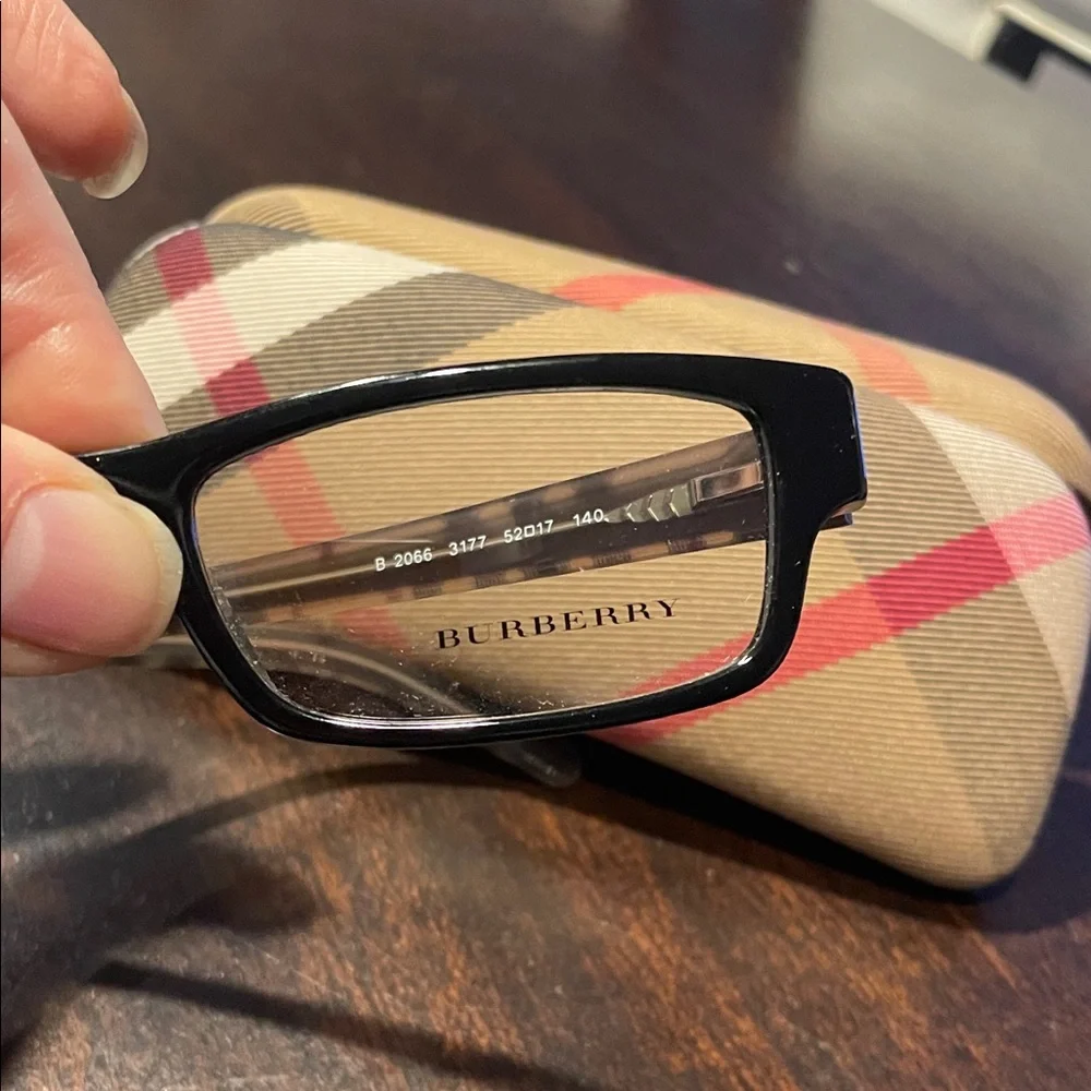 Burberry Black Eyeglasses with Plaid Case - Picture 4 of 4